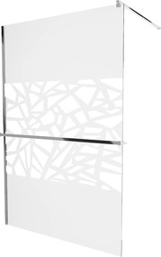 Mexen Kioto+, sprchová zástena s poličkou a držiakom na uteráky 140 x 200 cm, 8mm číre sklo vzor biely, chrómový profil, 800-140-121-01-85