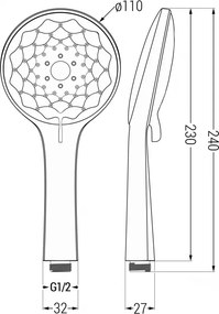 Mexen príslušenstvo - R-74 Ručná sprcha, 3-funkčná, čierna, 79574-70