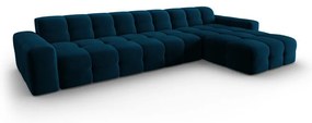 Tmavomodrá zamatová rohová pohovka (pravý roh) Kendal - Micadoni Home