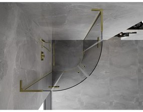 Mexen Mist L, štvrťkruhový sprchový kút s 2-krídlovými dverami, 100 x 100 cm, číre sklo, zlatý lesklý profil, 8A33L-100-100-50-00