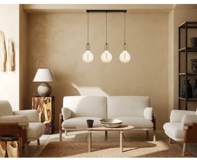 Luster na lanku MIROS 3xE27/60W/230V čierna/zlatá