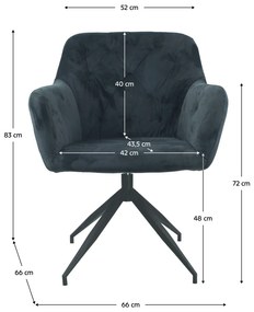 Kondela Otočná stolička, tmavosivá Velvet látka/čierna, VELEZA NEW 112164