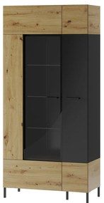 Vitrína Lucas II 12 90 cm dub Artisan/čierna