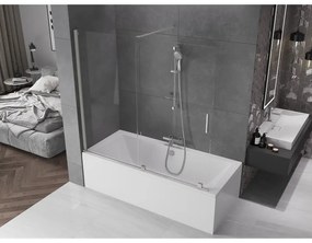 Mexen Velar, 2-krídlová posuvná vaňová zástena 170 x 150 cm, 8mm číre sklo, brúsená oceľ, 896-170-000-01-97