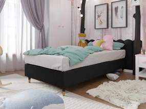 Jednolôžková posteľ Estelle - Baza Gold I, Dostupné poťahy: ekokoža Soft 011 (čierna), Rozmer postele: 90x200 cm
