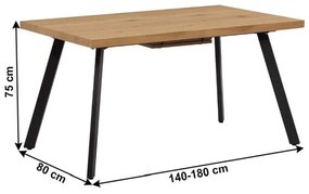 Kondela Jedálenský stôl, rozkladací, dub/kov, AKAIKO