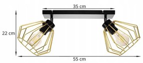 Stropné svietidlo NUVOLA 1, 2x zlaté drôtené tienidlo, (výber z 2 farieb konštrukcie - možnosť polohovania)