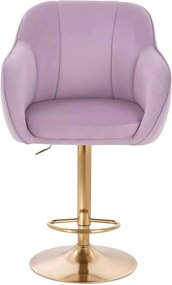 LuxuryForm DESIGN Barová stolička AVOLA VELUR na zlatom tanieri - levanduľa