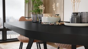 Mazzoni EXPANSO Čierny mat / čierne nohy - OVÁLNY ROZKLADACÍ STÔL 160-360 cm PRE 16-18 OSÔB