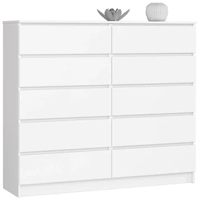 Komoda Kuba 140 cm 10 zásuviek biela