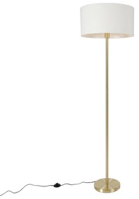 Stojaca lampa mosadz s bielym tienidlom 50 cm - Simplo