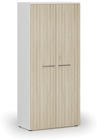 Kancelárska skriňa s dverami PRIMO WHITE, 1781 x 800 x 420 mm, biela/dub prírodná