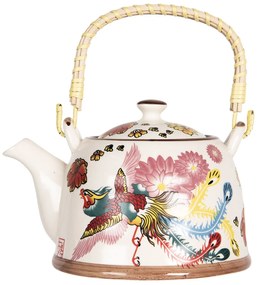 Kanvica na čaj s motívom vtáčika s kvetmi - 18*14*12 cm / 0,8L