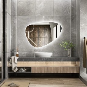 Erga Amelia, asymetrické LED zrkadlo 100x70 cm, 3630 lm, 3 farby svetla, zadné osvetlenie, ERG-V01-407-1070-00