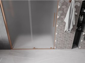 Mexen Velar, posuvné sprchové dvere do otvoru 130 cm, 8mm sklo námraza, medená matná, 871-130-000-31-65