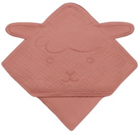 Lionelo - Detská mušelínová osuška s kapucňou Red Coral