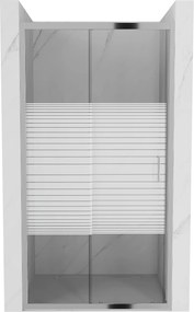 Mexen Apia, posuvné dvere do otvoru 150 x 190 cm, 5mm číre sklo - pásiky, chrómový profil, 845-150-000-01-20