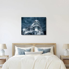 Sklenený obraz architektúry v tme (70x50 cm)
