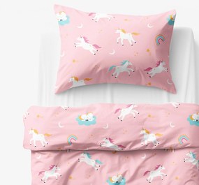Goldea detské bavlnené obliečky - veselí jednorožci 150 x 200 a 50 x 60 cm