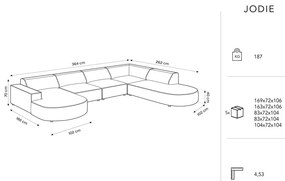 Modrá zamatová rohová pohovka (pravý roh) Jodie - Micadoni Home