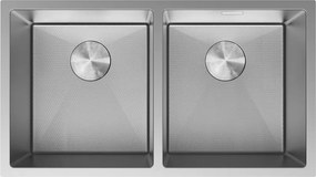 Mexen Binox, 2-komorový nerezový drez 800 x 450 mm, brúsena oceľ, vzor voština, 6421802000-01HC