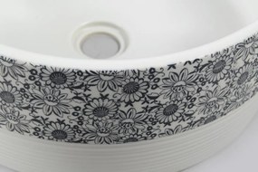 Sapho Sapho, PRIORI keramické umývadlo, priemer 41 cm, 15 cm, farba biela s modrou maľbou, PI027