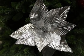 Strieborná ľadová vianočná ruža 30cm