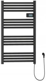 Erga Pago, elektrické vykurovacie teleso 960x540 mm s digitálnym termostatom, 500W, čierna matná, ERG-LAV-GRZE-E-ALU-960540-BK