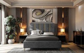Dizajnová manželská posteľ TIFF 180x200 šedá zamatová látka Farba: Čierna, Veľkosť: 180 x 200 cm