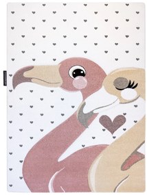 Dywany Łuszczów, Detský kusový koberec Petit Flamingos hearts cream, 160x220, ružová, detská izba