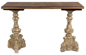 Hnedý konzolový stôl so zdobenými nohami Christine - 120*40*77 cm