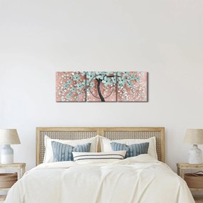 Obraz - Pastelovo modré kvety (s hodinami) (90x30 cm)