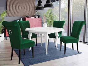 Stôl Julia FI 120 so 4 stoličkami ST65, Farby: čierny, Farby: chrom, Farby:: biely lesk, Potah: Magic Velvet 2225