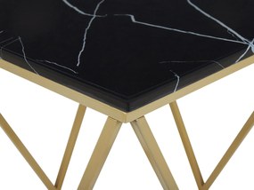 Odkladací stolík s mramorovým vzhľadom čierna/zlatá MALIBU Beliani