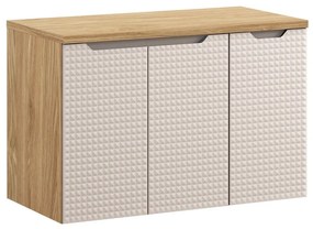 Závesná skrinka pod umývadlo Luxor Beige s doskou 90 cm béžová/dub olejovaný