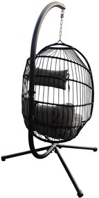 Závesné kreslo BestBerg BBHC-30 / oceľ / čierna/sivá