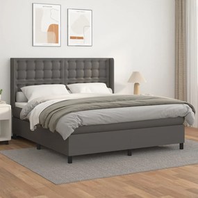 Boxspring posteľ s matracom sivá 160x200 cm umelá koža 3132511