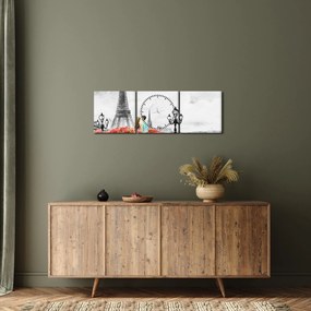 Obraz - Milenci v Paríži (s hodinami) (90x30 cm)