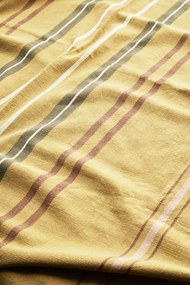 MADAM STOLTZ Bavlnený obrus Mustard Stripes 120 × 220 cm