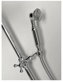 Mosadzná sprchová súprava v lesklo striebornej farbe s hlavovou sprchou a ručnou sprchou 142 cm Antea – Sapho