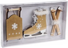 Set zimných ozdôb – zlatý set 9 cm