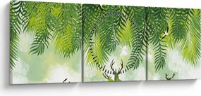 Obraz - Jelene v lese (s hodinami) (90x30 cm)