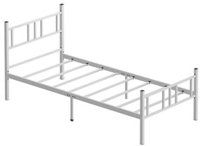 Kovová jednolôžková posteľ PIRON 90x200 cm biela nosnosť 120 kg