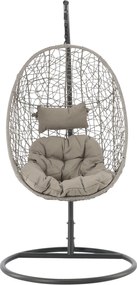 CH ZÁVESNÁ STOLIČKA, ŠEDÁ, VANKÚŠ – ŠEDÝ, RÁM – TMAVOSÉRY 115 X 90 X H67 CM