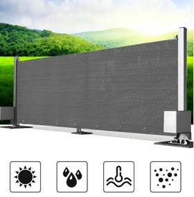 Balkónový / plotový kryt 1,5x5m, sivý