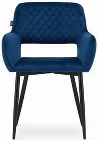 Set dvoch jedálenských stoličiek AMALFI zamat modré (čierne nohy) 2ks