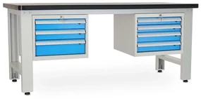 Dielenský stôl Solid MDF-34, 210 cm, 2 závesné boxy, čierna