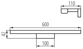 KANLUX Sapho, ASTEN LED nástenné svietidlo 12W, 600x42x110mm, čierna matná, 26684