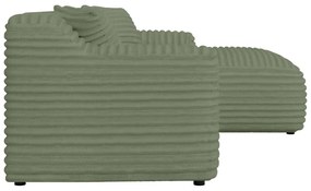 Zelená menčestrová rohová pohovka (pravý roh/s leňoškou) Martin – Ropez