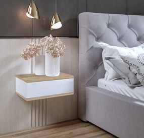 Nočný stolík LOFT - dub craft zlatý/biely